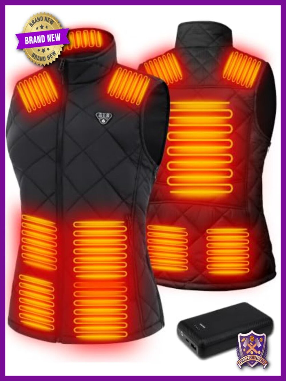 Heated Vest for Women with Battery Pack Nylon Polyester Quilted Puffer